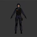 Tactical Operator in Black Tactical Uniform With Helmet Vest Gloves and Boots