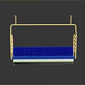 3D Rendered Modern Seat With Blue Cushion White Frame Armrests And Reflective Base