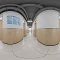 Modern School Dormitory Interior With Bunk Beds Desks Chairs Cabinets And Bright Window