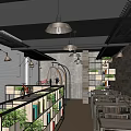 Charming Café Entrance With Glass Door Hand Drawn Food Illustrations And Brick Wall Lighting