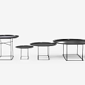 Modern Black Round Coffee Tables With Metal Frames And Various Sizes 3d model