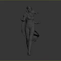 Fantasy Female Character 3D Model With Cloak And Dynamic Pose As Mythical Creature
