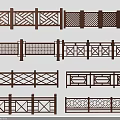 Assorted Decorative Wooden Railings Featuring Various Geometric Patterns And Styles