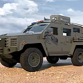 Gray Armored Military Car With Police Lights For Off Road Use