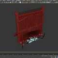 Medieval Wooden Gate Structure With Vertical Planks Metal Reinforcements And Chain Details