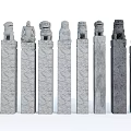 Traditional Carved Stone Pillars With Lion Head Sculptures And Various Designs