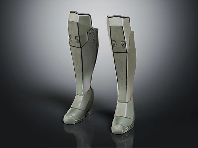 Stylish Gray Knee High Structured Boots With Modern Side Design Details 3d model
