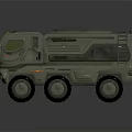 Military Style Six Wheel Utility Vehicle With Sturdy Body And Roof Mounted Equipment
