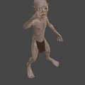 Emaciated Fantasy Game And Movie Character With Pale Skin Raised Arm And Loincloth