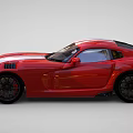 Red Sports Car With White Stripes And Rear Spoiler Sporty Design Black Alloy Wheels