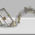 Modern Art Installation With Metallic Hourglass Structure Arch Design And Text Logo 3d model
