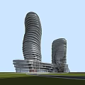 Modern High Rise Residential Buildings With Curved Architecture And Green Spaces
