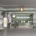 Modern Milk Tea Shop Interior With Green Walls Counter Menu Boards And Lighting