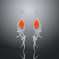 Elegant Modern Silver Earrings With Red Gemstone Accents And Luxury Design