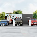 Modern Road Facilities With EV Charging Stations For Audi Vehicles In Green Area
