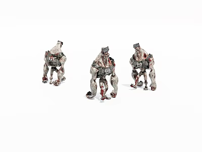 Three Fierce Biomechanical Game Movie Characters With Armored Bodies And Sharp Claws 3d model