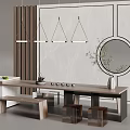 Tea table image wall partition wall background wall ceiling 3d model