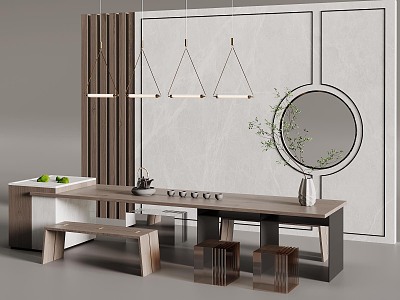 Tea table image wall partition wall background wall ceiling 3d model