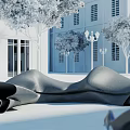 Modern Outdoor Chair Featuring Curved Design And Durable Fabric For Comfortable Patio Seating