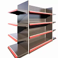 Modern Retail Display Shelves With Multiple Layers Black Red Metal Structure