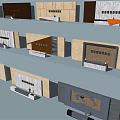 Various Modern Reception Desk Designs With Wooden Counter And Stone Wall Panels