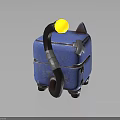 Cat Creature Character With Blue Box Body Black Tail Yellow Ball Ears Brown Feet
