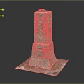 Detailed Red Brick Tower Model Equipment With Square Platform Base And Dark Background 3d model