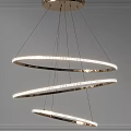 Modern Hanging Chandelier Featuring Three Circular Rings With LED Light Strips 3d model