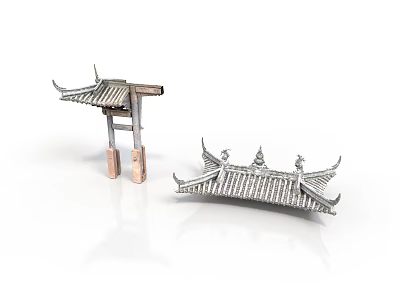 Traditional Chinese Architectural Roof Structures With Decorative Eaves And Ornate Details 3d model