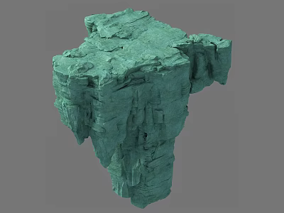 Green Rock Formation With Rough Textured Surface And Natural Cliff Structure 3d model