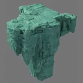 Green Rock Formation With Rough Textured Surface And Natural Cliff Structure 3d model