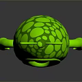 Cute Green Cartoon Pea Pod Character With Three Little Peas Round Dots And Leafy Top