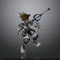 Anime Character In Black And White Outfit With Key Shaped Weapon And Star Accessories
