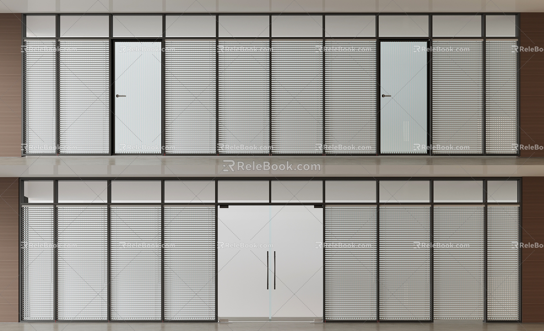 Office glass screen louver glass partition 3d model