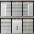 Modern Slatted Partition Design With Double Layer Structure And Glass Doors
