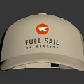 Cream Colored Casual Cap With Orange Circular Logo And Full Sail University Text