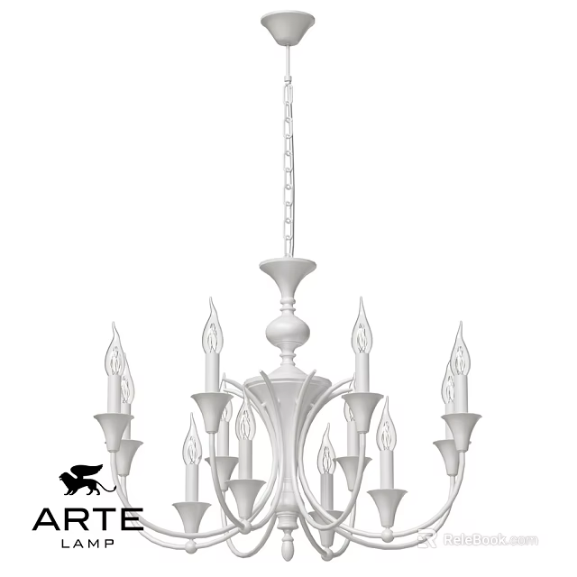 Elegant Classical White Chandelier With Multiple Arms And Candle Shaped Lights 3d model 