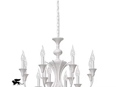 Elegant Classical White Chandelier With Multiple Arms And Candle Shaped Lights 3d model