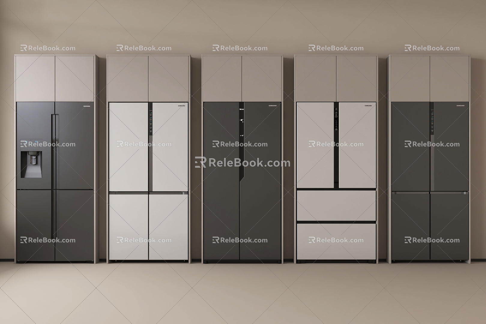 Modern refrigerator double door refrigerator built-in refrigerator 3d model