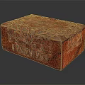 Red Wooden Carved Box Decorative Ornament Set with Intricate Patterns for Home Decor