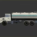 White Tanker Truck With Blue Stripe And Fuel Transport Tank 3D Rendering