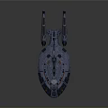 Futuristic Starship Design with Streamlined Structure Red Lighted Engines for Cosmic Exploration Missions