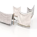 Light Gray Fabric Screens With Wooden Frames And Decorative Fringes For Scene Components