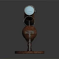 Vintage Telescope Mounted On Globe Stand With Wooden Base And Metal Frame