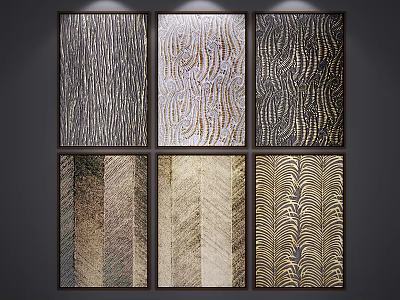 Modern Abstract Paintings With Six Panel Texture Design And Various Color Patterns 3d model