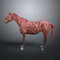 Reddish Brown Horse Sculpture With Newspaper Text Pattern On Gray Background