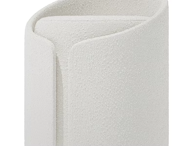 Modern White Upholstered Ottoman With Curved Design And Textured Surface 3d model
