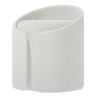 Modern White Upholstered Ottoman With Curved Design And Textured Surface 3d model