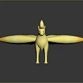 Yellow Nine Tailed Fox Mythical Creature 3D Model With Golden Tails And Fluffy Design