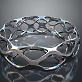 Modern Metallic Bracelet With Hollow Geometric Pattern And Smooth Shiny Surface 3d model